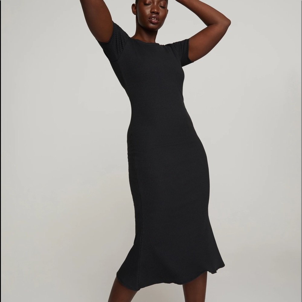 NWT Good American Black Detailed Knit Dress